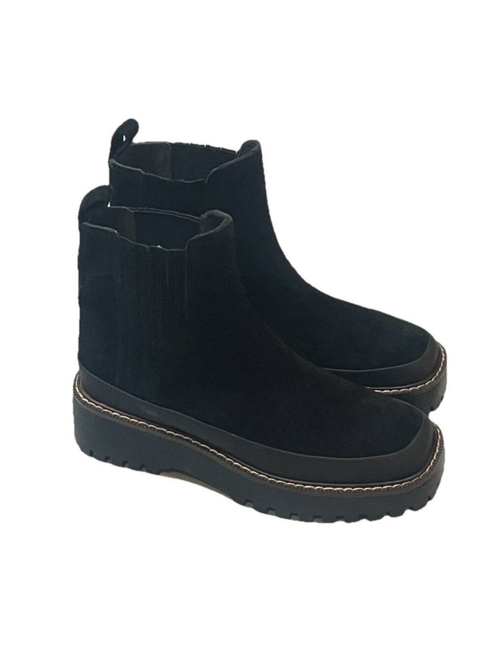 Caslon Black Suede Chelsea Ankle Boots 7 Water Resistant Lug Sole Quiet Luxury
